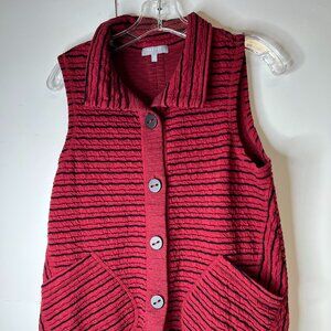 Habitat Clothes To Live In Size XS Red Vest Pockets Buttons Stretch Textured
